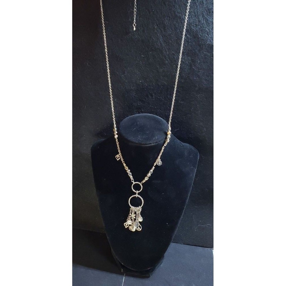 LIA SOPHIA Charm Necklace Women OS Silver Peace Heart Flower Adjustable